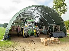 Toolport GmbH Rundbogenhalle 9,15x10m Lagerzelt Zelthalle Lager Zelt grün