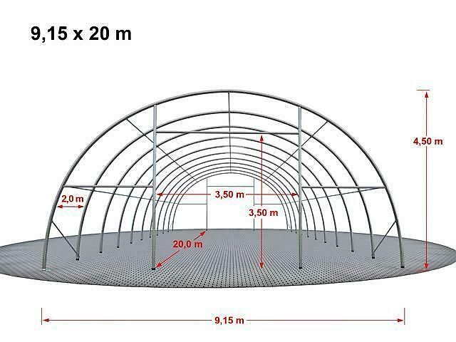 Toolport GmbH Rundbogenhalle 9,15x20m Lagerzelt Zelthalle Industriezelt grün