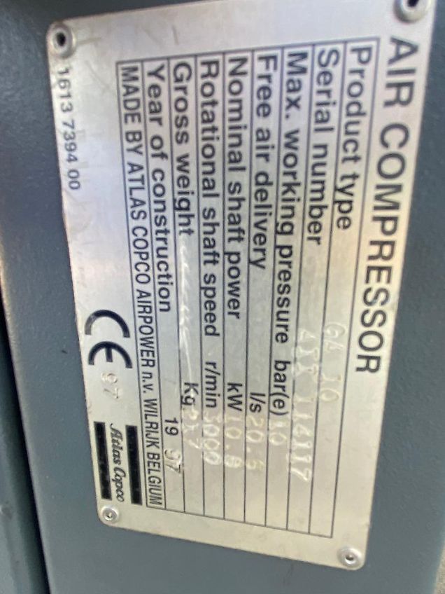 Atlas Copco GA10 Kompressor mit FX50 Kältetrockner und Kessel