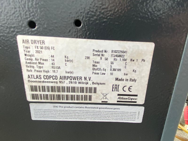 Atlas Copco GA10 Kompressor mit FX50 Kältetrockner und Kessel