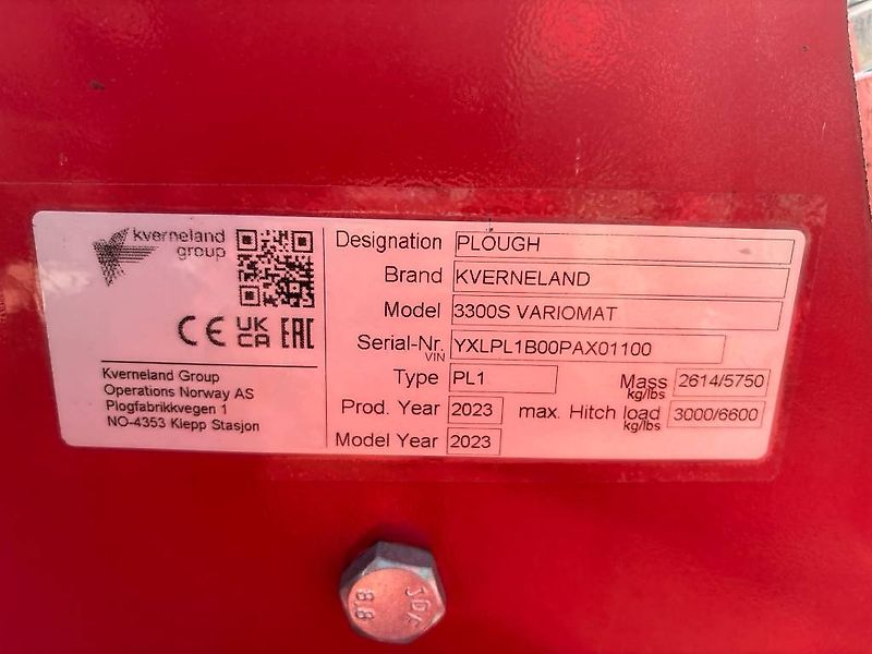 Kverneland 3300 S Variomat 6 F