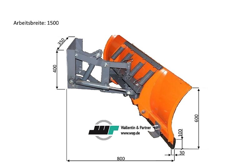 www.wupodo.de - Wallentin & Partner GmbH Schneeschild für Kleintraktor ✓ hydraulisch ✓ gerade Form ✓ Arbeitsbreite: 120 cm ✓ ab 15 PS